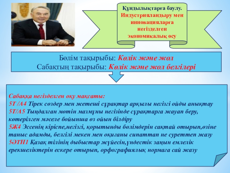 Ашық сабақ. Көлік және жол белгілері 5-сынып