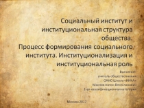 Презентация по обществознанию на тему социальный институт