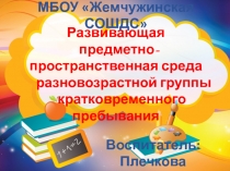 Презентация Предметно-пространственная среда группы кратковременного пребывания детей дошкольного возраста