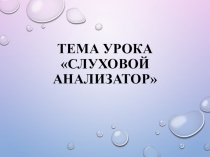 Биология 8 класс Тема урока Слуховой анализатор