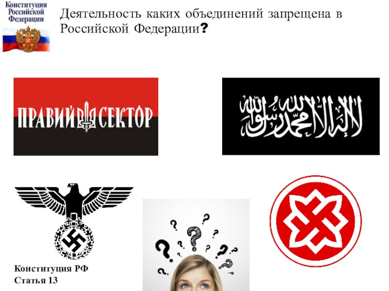 Запрещённая в Российской Федерации организация. Запрещенные символы в РФ.