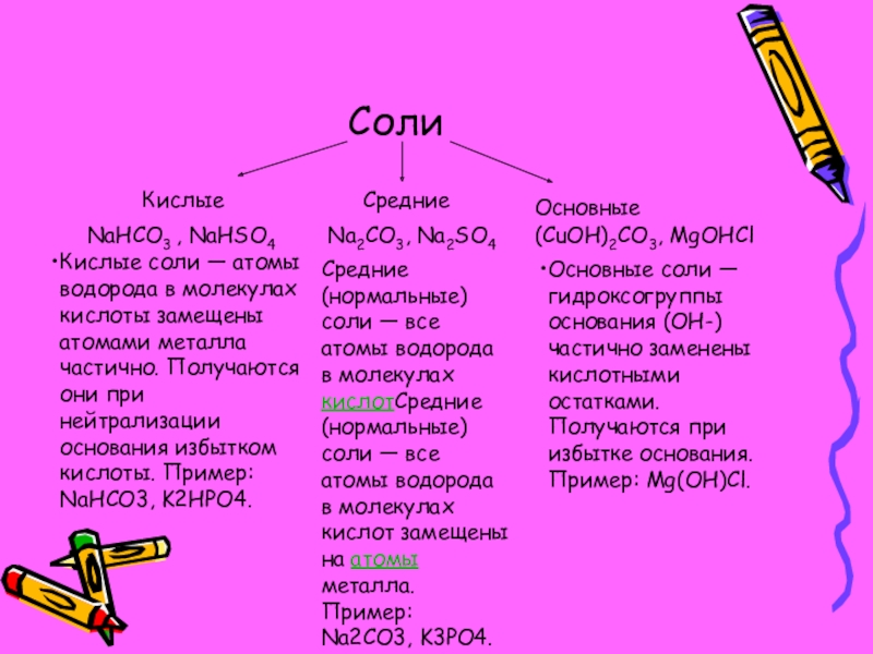 Соли средние кислые