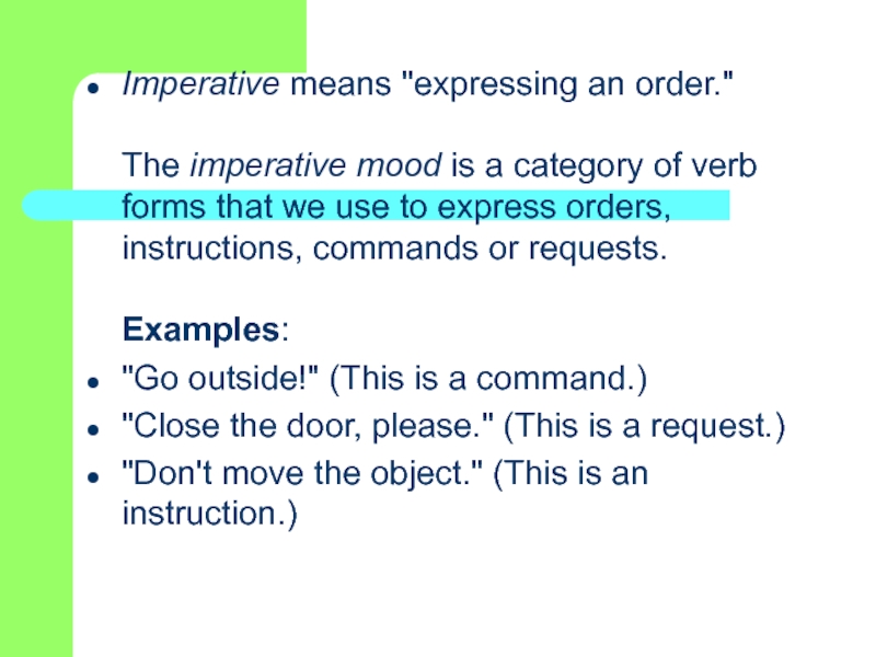 Imperative в английском языке презентация