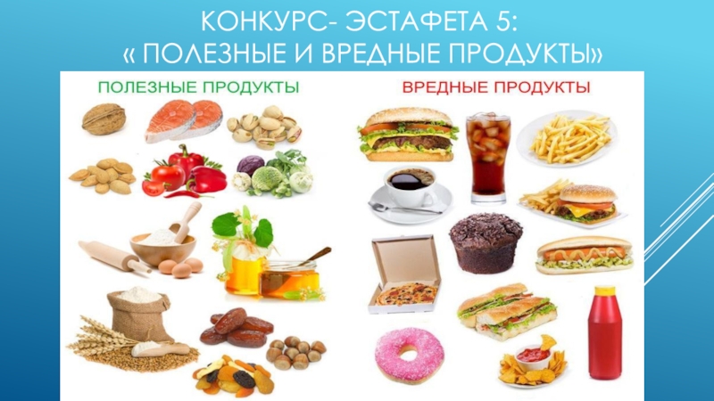 Картинки с изображением полезных и вредных продуктов