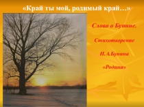 Презентация к уроку литературы Край ты мой, родимый край... Слово о Бунине. Стихотворение Родина (7 класс) литературы