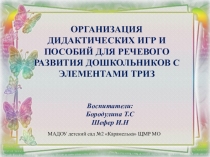 Презентация Организация дидактических игр и пособий для речевого развития дошкольников с элементами ТРИЗ