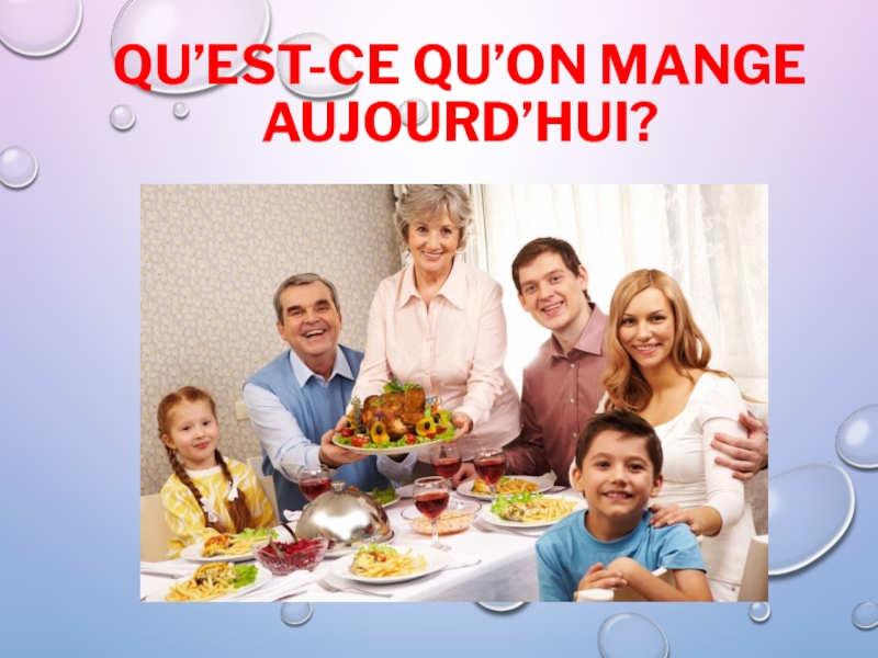 Презентация Презентация по французскому языку на тему Qu’est-ce qu’on mange aujourd’hui? (Еда)