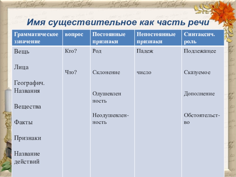 Презентация по русскому языку 5 класс имя существительное как часть речи