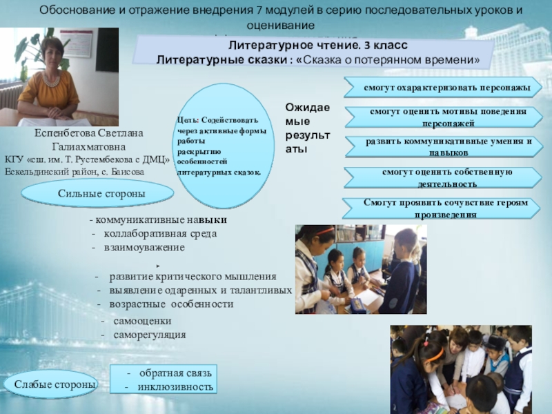 Учащиеся на уроке последовательно подвешивали. Слайд обоснование внедрения. 7 Модулей эффективного обучения. 7 Модулей поведение. 7 Модуль месяца.