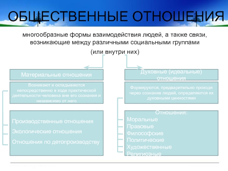 К видам общественных отношений относится