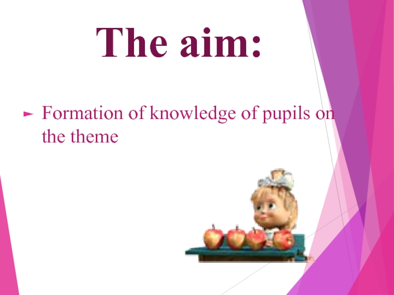 The aim:Formation of knowledge of pupils on the theme