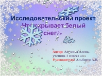 Презентация к проекту 1 класс Что скрывает белый снег?