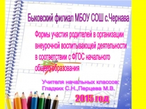 Формы участия родителей в организации воспитывающей деятельности