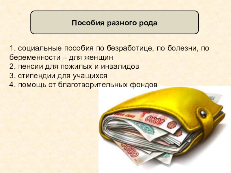 Что такое социальные пособия и какие они бывают 7 класс финансовая грамотность презентация