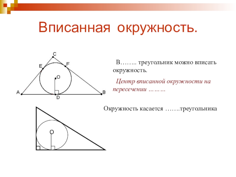 Описанная и вписанная окружность определения и рисунок