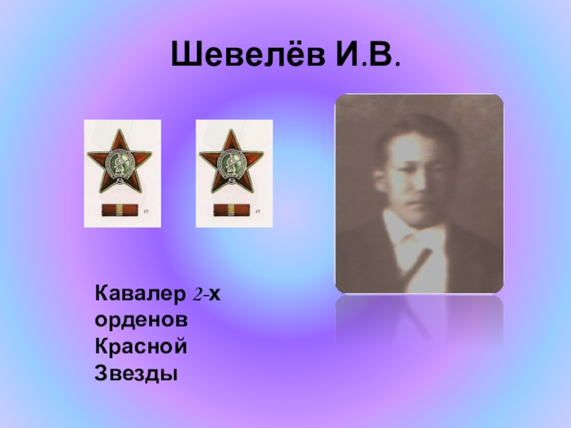 Шевелёв И.В.Кавалер 2-х орденов Красной Звезды