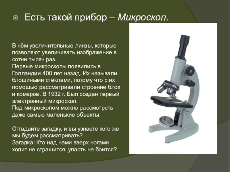 Что такое микроскоп проект 4 класс