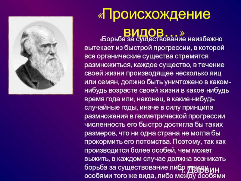 Борьба за существование 9 класс биология презентация