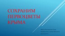 Презентация по биологии: Сохраним первоцветы Крыма.