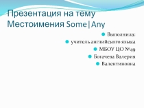 Презентация по английскому языку на тему : Местоимения some|any