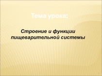 Презентация по биологии Пищеварительная система