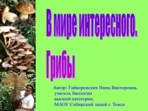 Презентация  В мире интересного.Грибы