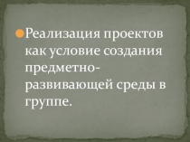 Презентация .Реализация проектов как условие создания предметно-развивающей среды в группе.