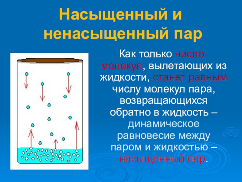 Испарение и конденсация насыщенный пар презентация 10 класс