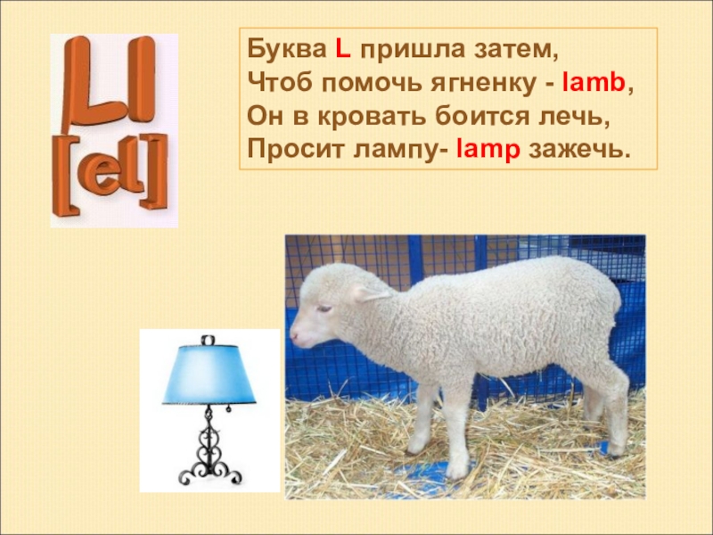 Пришел затем. Буква l пришла затем. Буква l Lamb. Стих про букву л. Буква Эл пришла затем чтоб помочь ягнёнку.