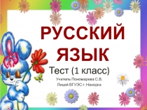Презентация. Проверочный тест по русскому языку 1 класс