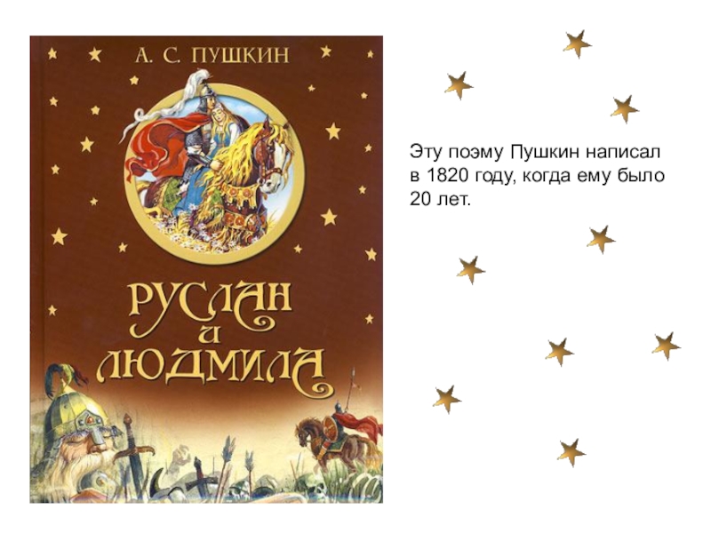 Эту поэму Пушкин написал в 1820 году, когда ему было 20 лет.