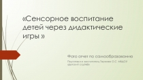Презентация из опыта работы Сенсорное воспитание детей через дидактические игры