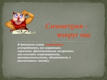 Презентация по математике на тему Симметрия вокруг нас