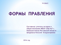 Презентация по обществознанию на тему Формы правления