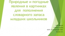 Природные и погодные явления в картинкахдля пополнения словарного запаса младших школьников