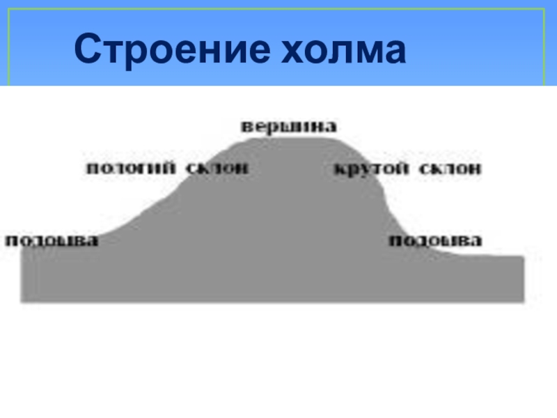 Дата холма. Строение холма. Строение горы и холма. Схема холма. Строение оврага и холма.