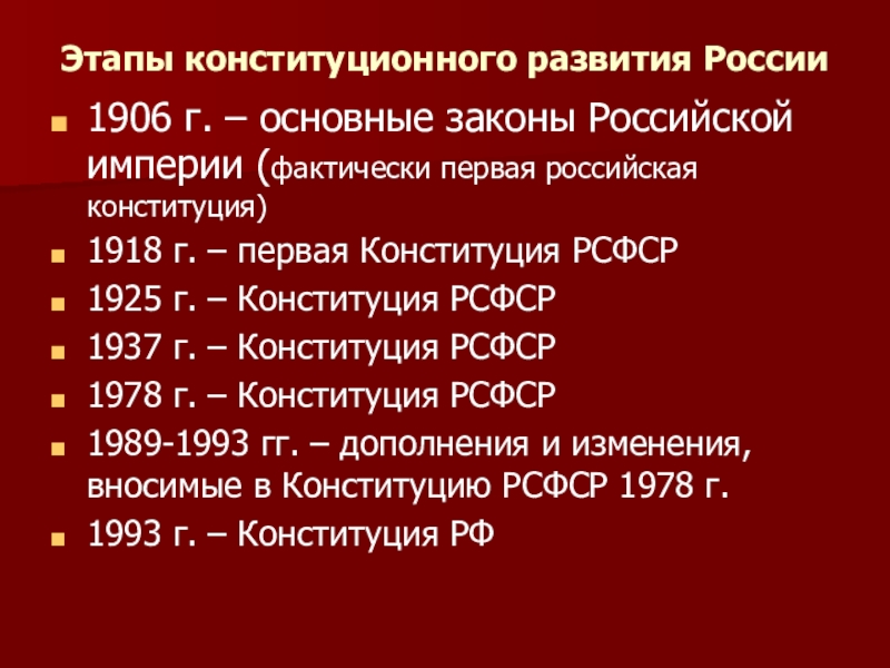 Конституция в истории россии сравнительный анализ проект