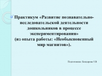Презентация к практикуму Развитие познавательно-исследовательской деятельности дошкольников в процессе экспериментирования (из опыта работы: Необыкновенный мир магнитов).