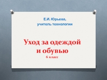 Презентация к уроку технологии Уход за одеждой и обувью