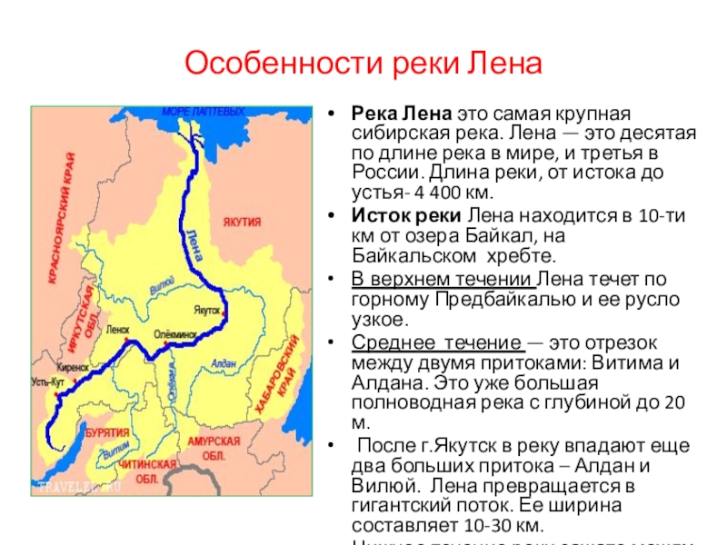 План характеристики реки лена