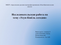 Исследовательская работа на тему Усун-Кюёль сегодня