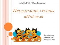Презентация группы МБДОУ 173 Пчёлка