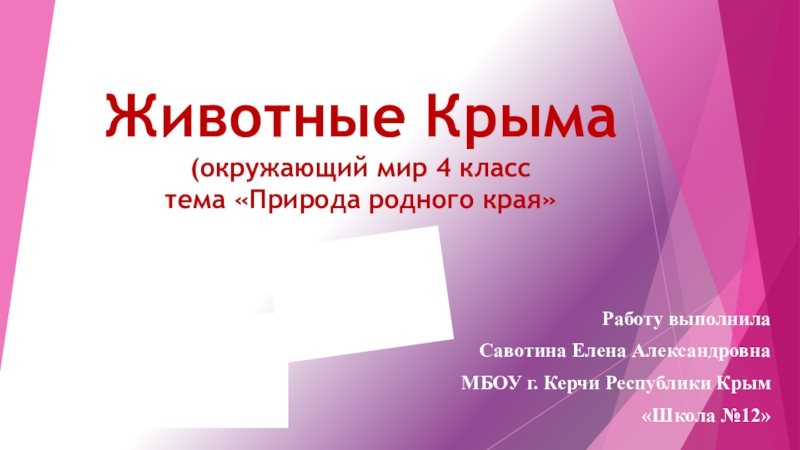 Презентация Презентация по окружающему миру на тему Животные Крыма