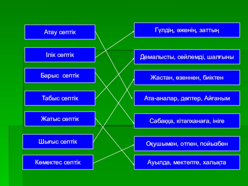 Тәуелдеулі зат есімнің септелуі 4 сынып презентация