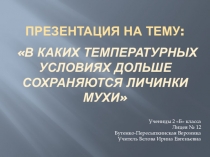 ВЛИЯНИЕ ТЕМПЕРАТУРЫ НА РАЗВИТИЕ ЛИЧИНКИ