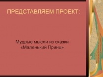 ПрезентацияМудрые мысли по сказкеМаленький принц