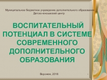 Презентация Воспитательный потенциал в системе современного дополнительного образования