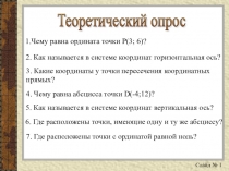 Презентация по математике на тему Определение координат точек в декартовой системе координат и построение точек по заданным координатам