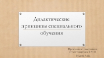 Дидактические принципы специального обучения