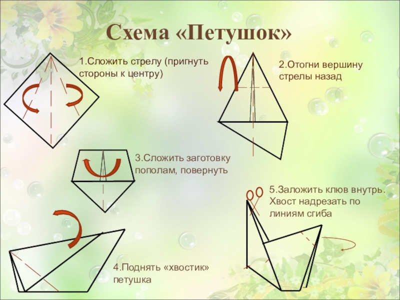 Оригами петух из бумаги схема для детей